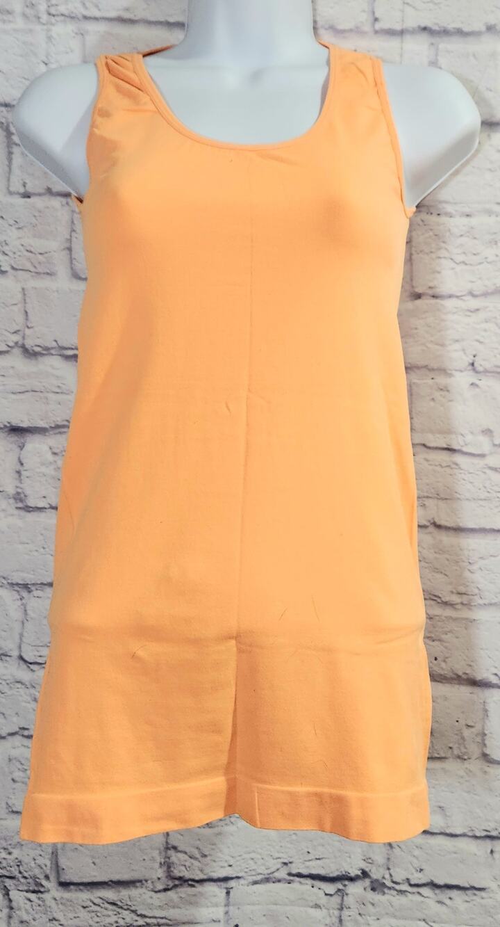 Love Charm Bright Orange Round Neck Tank Top One Size Lightweight Soft Stretchy